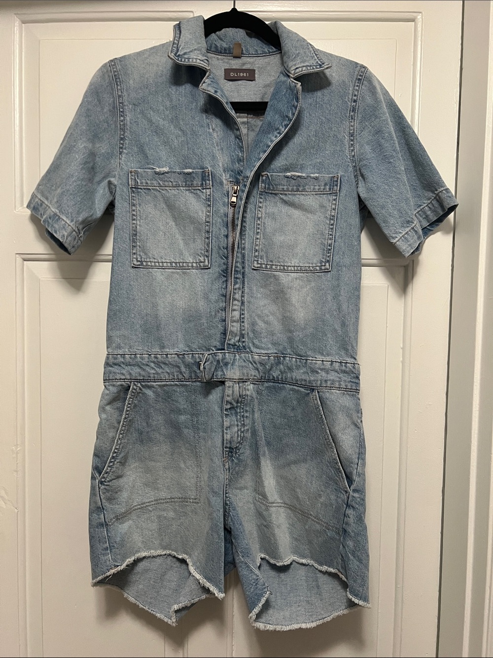 DL1961 “Hannah” Light Wash Denim Short Sleeve Romper